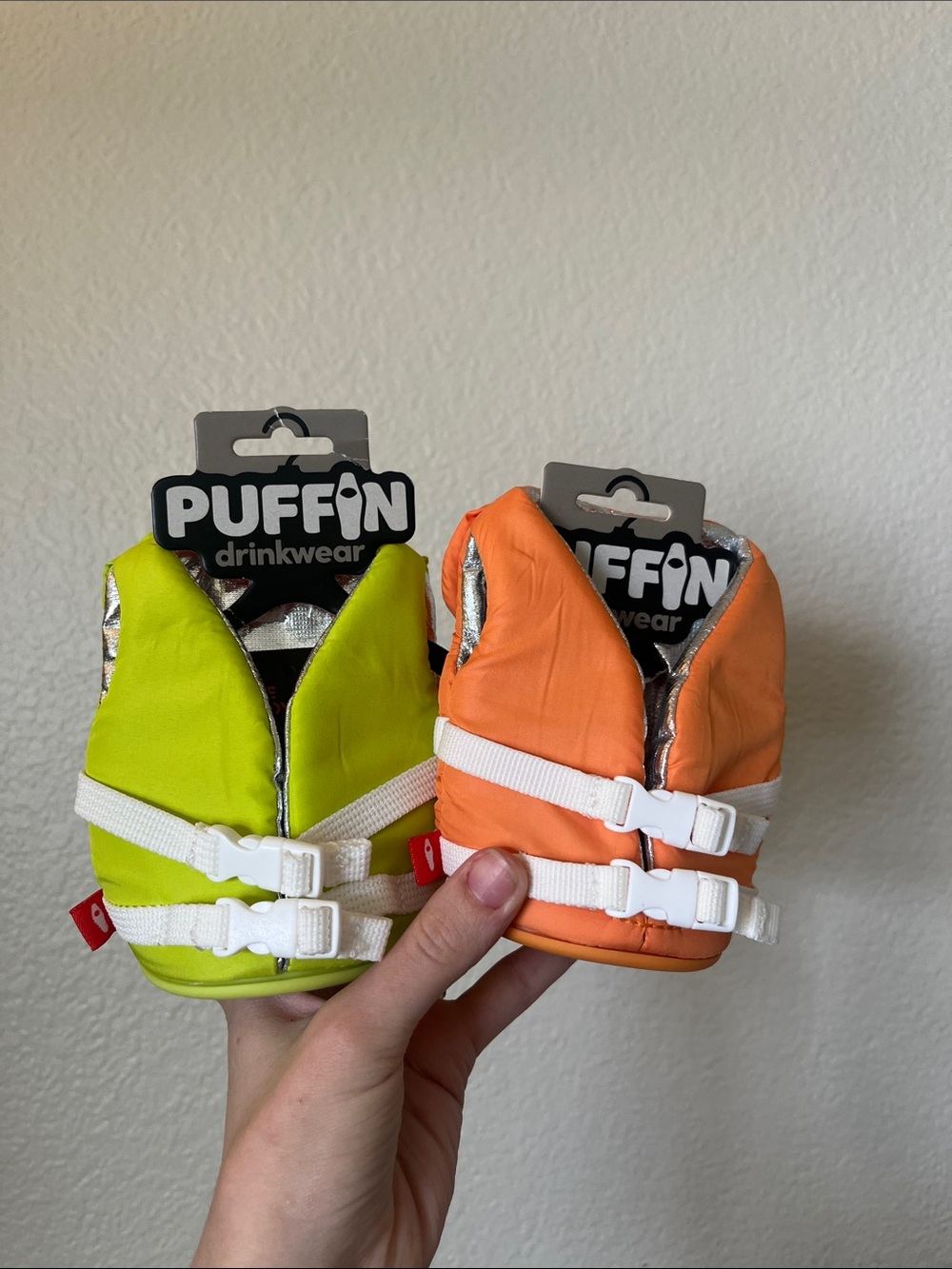 Puffin Drinkwear Neon Yellow & Orange Baby Float Vest Set
